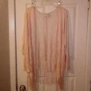 Crochet lace fringed kimono